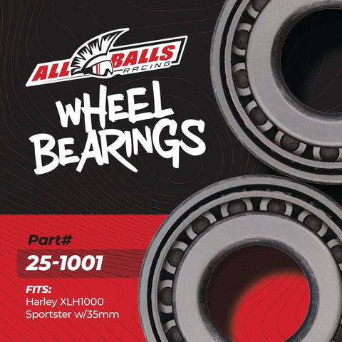Harley Wheel Bearing Seal Kit Replacement 25-1001 with visible ball bearings and branding, fits Harley XLH1000 Sportster.