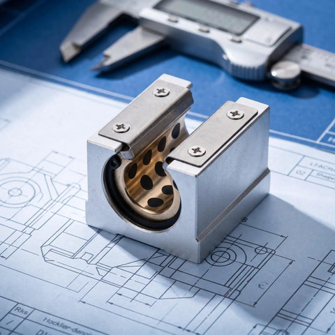 Top Rated Joinpaya 2pcs Br20uu Linear Bearing Blocks With Oilless Graphite Bronze Bushings For Smooth Sbr20 Supported Slider Rail Carriage CNC Router Engraving Machine Upfits And Repairs on a blueprint.