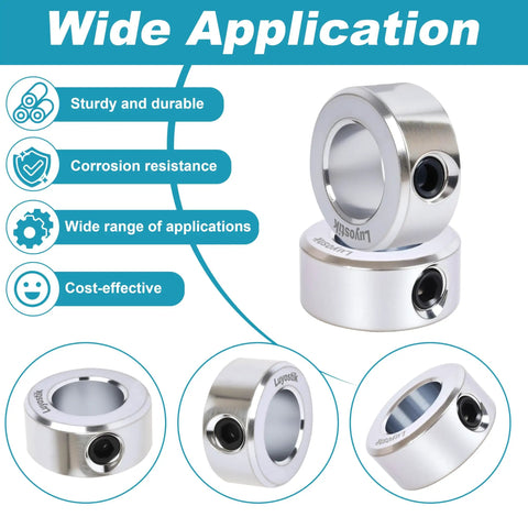 Two Piece One And One Quarter Inch Bore Shaft Collars Zinc Plated Solid Steel With Set Screws Two Inch Outer Diameter