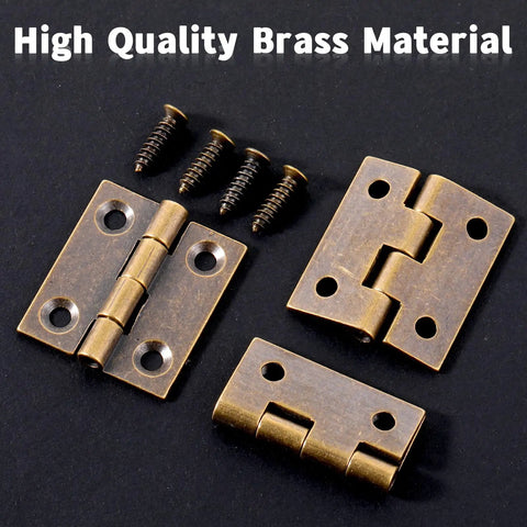 Mini Brass Hinges For Wood Boxes Four Pack Antique Bronze 1 Inch Folding Jewelry Box Hinges With Mounting Screws