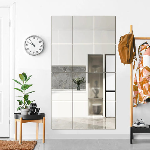 12 Pack 16 By 12 Inch Wall Mirror Tiles For Home Gym Garage Bedroom Living Room Over The Door With Adhesive Tape And Glue