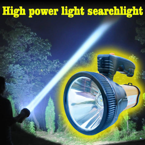 Beast Bright Handheld LED Spotlight Torch with USB Rechargeable Battery long throw searchlight beam in dark outdoor setting