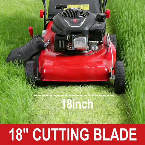 131cc Gas Powered Self Propelled Lawn Mower With Foldable Design Easy Start 3 In 1 Gas Push Mower For Yard And Garden Beast Mode 50L Grass Catcher Rear Wheel Drive Red, 18-inch blade