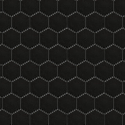 2-Inch Hex Matte Black Porcelain Mosaic Tile For Floors And Walls Mesh Mounted 11.13 x 12.63 Inches Grade 1 First Quality PEI III 10 Sq Ft Per Case