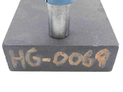 Granite Indicator Base And Comparator Stand With A Six By Six By Two Inch Platform And A Seven And A Half Inch Tall Rod For Pro Grade Machinist Metrology In Your Heavy Duty Machine Shop. Granite base with rod.