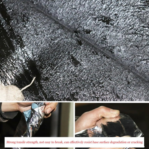 Heavy Duty Self Adhesive Bitumen Tape To Stop That Drip Fast Waterproof Ice And Water Shield Foil Backed Membrane close-up texture.