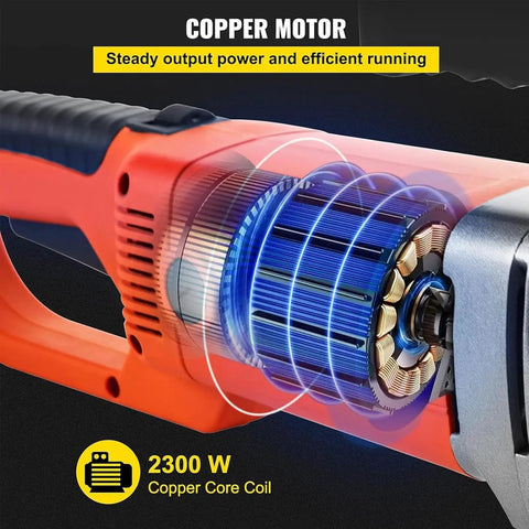 Dead Serious Pro Grade Electric Pipe Threader 2300W Copper Motor showcasing copper core coils for efficient power.