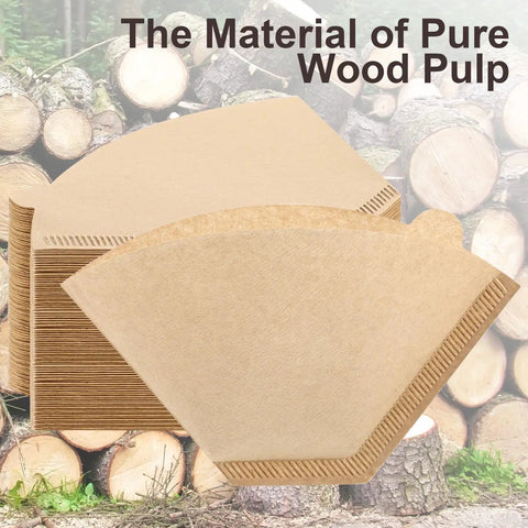 Stack of 200 count unbleached cone coffee filters for drip and pour over, disposable cone paper filters fits 2 to 6 cup coffee makers.