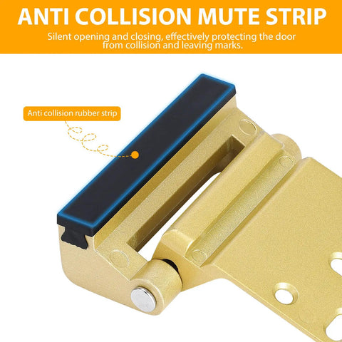 Bulletproof 3 Inch Interior Door Security Reinforcement Plate Gold Aluminum with anti-collision mute rubber strip for protection.