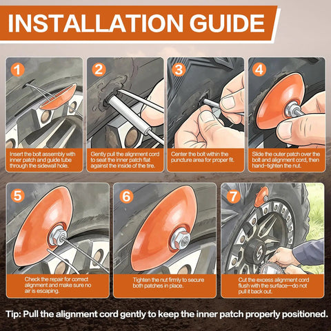 Installation guide for 3 Pack Sidewall Tire Repair Kit With Dual Alignment Wires For Atv And Sxs Quickfix Portable Puncture Plug.