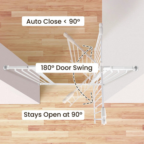Top view of Walk Through Safety Gate For Doorways And Stairs 30 Inch Tall Fits 29.1 To 43.3 Inch Openings Auto Close Hold Open