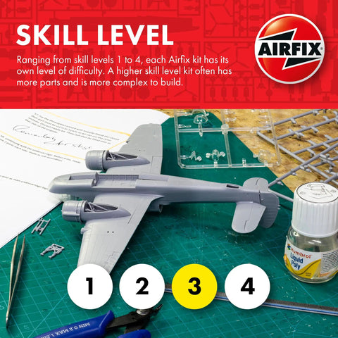 B 25 Mitchell Model Kit 1 To 72 Scale WWII Bomber Plane For Adults And Kids, plastic hobby kit being assembled on table, skill level 3.