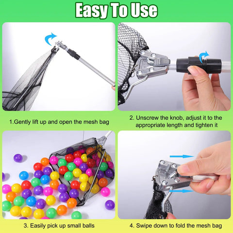 Adjustable Ball Picker For Ball Pits And Foam Pit Cleanup, Plastic Retriever For Kids, Multi Collector Grabber Tool For Play Yards, Dog Playpens, And Pet Toys