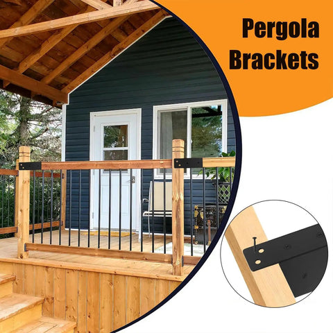 Heavy Duty Pergola Bracket Kit 4 Pack Steel Outdoor Support Brackets Built To Last For Garden Patio Deck Porch Sunroom Greenhouse DIY Projects And Outdoor Furniture Construction