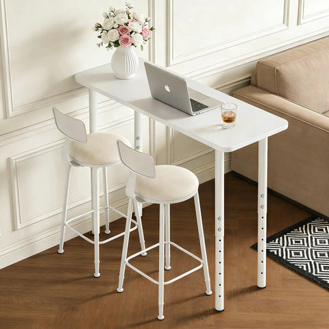 Heavy Duty Adjustable Table Legs 24 To 40 Inch Metal Base With Twist Adjust Leveling Pads Set Of 4 Crisp White Look for kitchen bar setup.