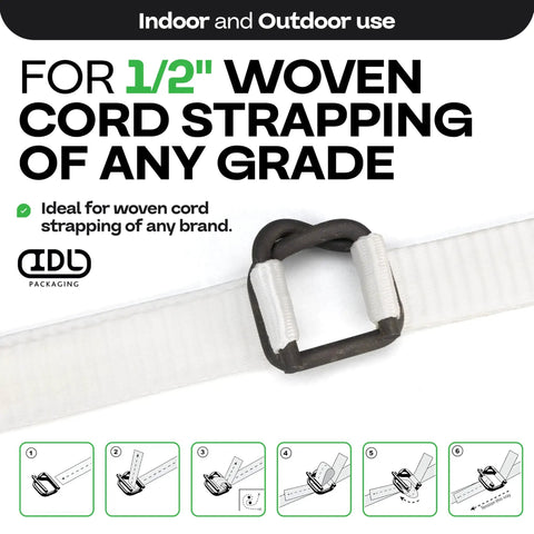 Heavy Duty Cord Strapping Buckles Half Inch Pack Of 1000 Anti Slip Phosphate Coated Metal Buckles for woven cord