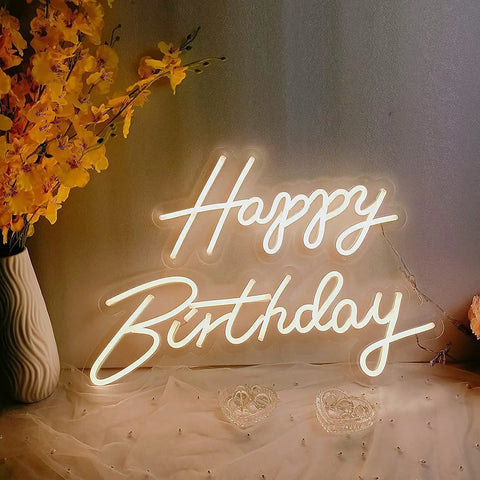 Birthday Neon Sign Led Flex Transparent Acrylic Letter Board Backlight Neon Light For Wall Decor And Party Setup 3D