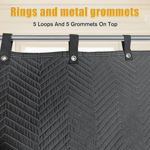 72 By 40 Studio Sound Dampening Blanket With Heavy Duty Grommets For Noise Reduction Light Blocking And Soundproofing In Your Home Basement Recording Studio Setup showing top grommets