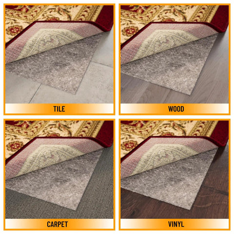 3 Ft By 11 Ft Rug Pad With Dual Surface Felt And Rubber Grip That Grabs Rugs In Place Quarter Inch Thick Non Slip Backing For Hardwood Tile Laminate And All Floor Types Brown - pad on tile, wood, carpet, and vinyl