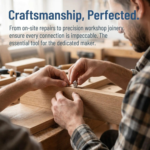 Hands using 16 Pack Woodworking Dowel Center Pins Iron Construction Easy To Use In Confined Areas Prevents Assembly Gaps
