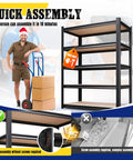 Quick assembly of Two Pack Beefy Heavy Duty Garage Shelving Racks Set With 2050 Lbs Total Capacity 71 Inch High 32 Inch Wide 14 Inch Deep
