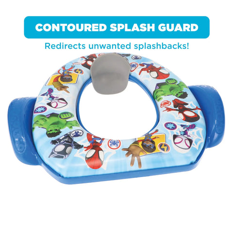 Ultra Comfy Toddler Potty Training Seat With Rock Solid Side Handles And Dead Simple Rinse Off Design Made In Usa with splash guard.