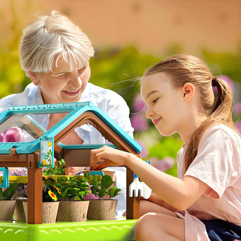 Child and senior with Kids Plant Growing Kit With Greenhouse And Grow Light Drip Irrigation System for Indoor Garden STEM Education Toy