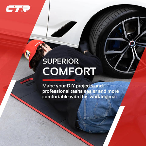 Mechanic Kneeling Pad Folding Mat For Under Car Work Pro Grade Heavy Duty EVA Foam Cushion with Carry Handle in use under car