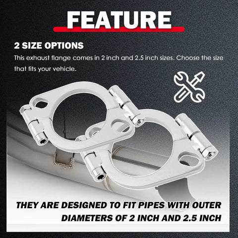Heavy Duty Split Exhaust Flange Repair Kit Built For Grease Monkeys And Road Trippers Featuring 2 inch and 2.5 inch sizes.