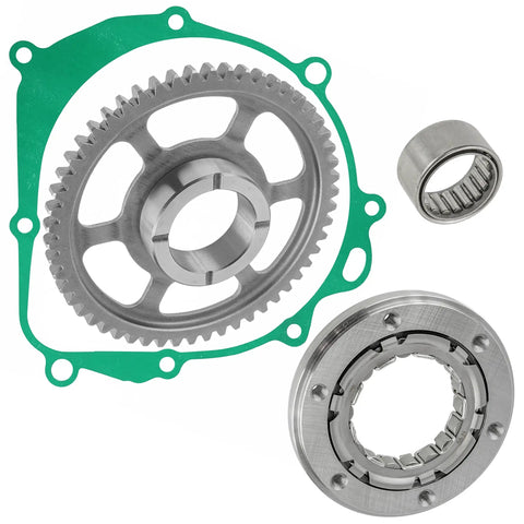 Heavy Duty Starter Clutch Gear Kit For Suzuki QuadRacer LT-R450 includes metal gear, needle bearing, and gasket.