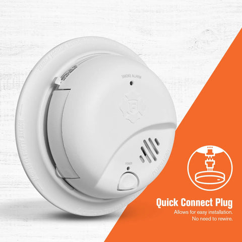 12 Pack Hardwire Interconnect Smoke Detectors With Battery Backup For Reliable Whole House Sync And Smart Thermal Readings, quick connect plug.