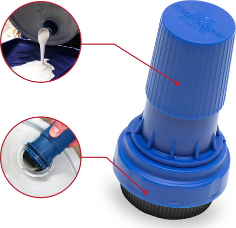 5 Gallon Paint Pour Spout For Buckets With Lid Spout And Multi Pail Fit Mess Free Pouring Tool Fits Plastic And Metal Pails Three Pull Apart Fittings Easy Spill Proof Pouring Accessory blue on bucket