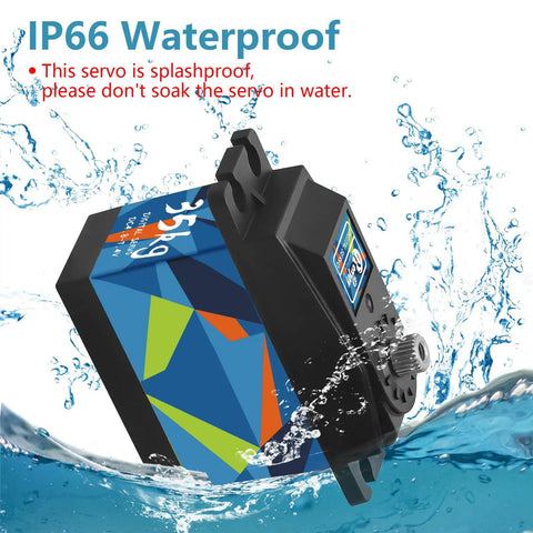 Heavy Duty 35KG Steel Gear RC Digital Servo high torque IP66 waterproof design in water splash background