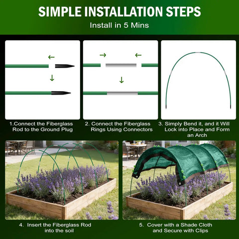 Garden Shade Kit 78.7 By 39.4 Inches With 70 Percent Sunblock Cloth And Hoop Frames For Plants, Raised Bed Shade Cover, Heat Protection For Outdoor Veggies, Flowers, And Greenhouse