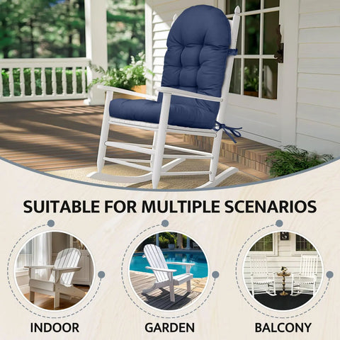 Outdoor Adirondack Chair Cushion Set With Thick High Back Tufted Design Weatherproof And Waterproof Anti Slip Lounge Pads