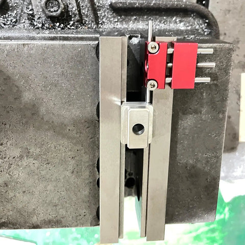 Top Shelf Six Inch Steel Double Step Milling Vise Jaws For Cnc Workbench Rigs Kurt Gmt Style Frames Hrc58 Hardened Alloy Replacement Grips Shop Ready close-up of jaws mounted on milling vise.