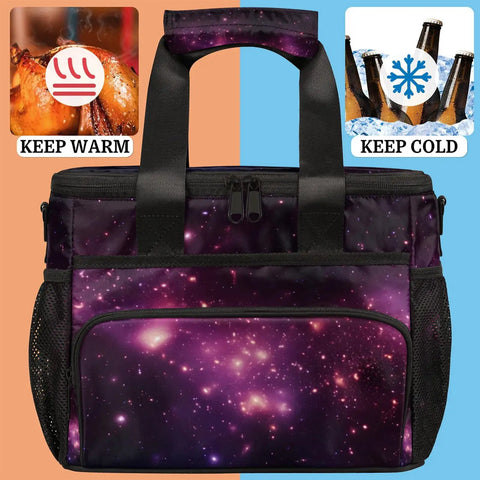Galaxy print Insulated Picnic Backpack Lunch Bag For On-The-Go Eats, Large 12x8.7x10in Tote Keeps Food Cold Or Warm