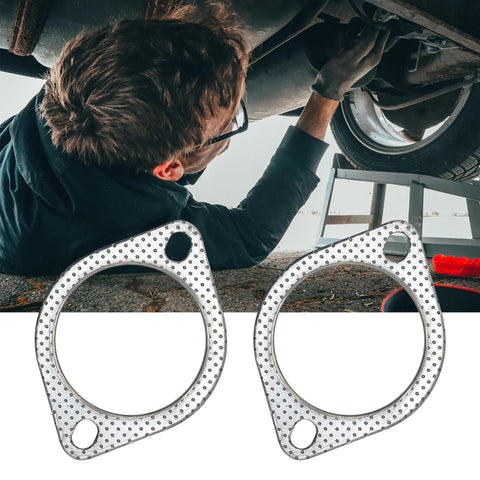 YGQ 3-inch 2-bolt exhaust gasket for muffler flange, 77mm ID, graphite with fire ring, 2 pcs