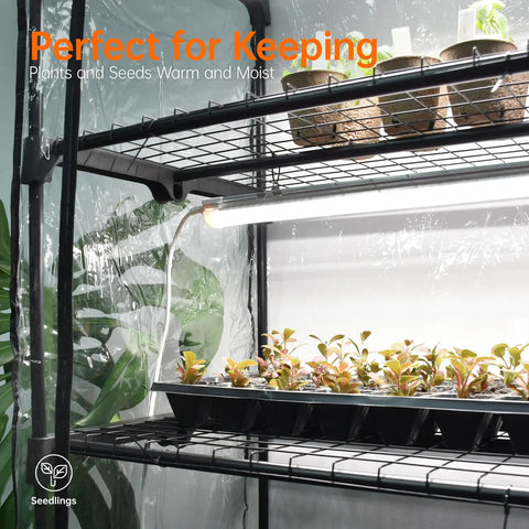 Indoor Greenhouse With Grow Light Four Tier Full Spectrum 20W Lights With Timer Compact Seed Starting Tent For Indoor Plants Seed Tray Rack 27.2 x 19.9 x 61.8 Inches