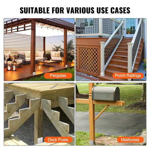 Adjustable 6 By 6 Inch Post Base Anchor Bracket Set Stainless Steel Ten Piece Internal 5.9 By 5.5 Inch Opening For Pavilion Deck Porch Handrail Railing Support And Decorative Anchor Plate