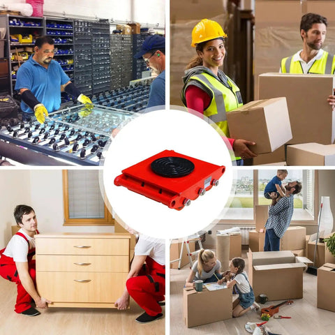 Heavy Duty Machinery Mover Skate Dolly With 15T Capacity in red, designed for efficient moving of equipment and furniture.