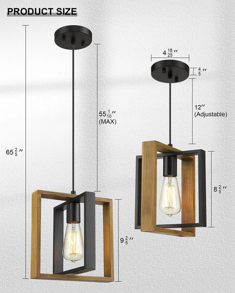 Super Cool Rustic Farmhouse Pendant Lighting Fixtures From Solid Wood Hanging Lights With Adjustable Cord, size diagram