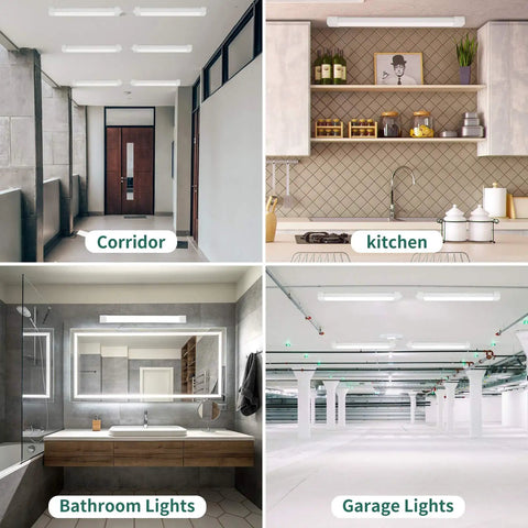 Led Tube Light Fixture 18W 2Ft Linkable Shop Light For Garage Kitchen Bathroom Closet Office 5000K White Triproof Energy Saving