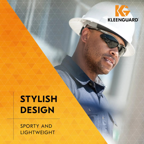 Construction worker wearing V30 Nemesis Polarized Safety Glasses Smoke Gray Lenses Gunmetal Frame Unisex Sunglasses