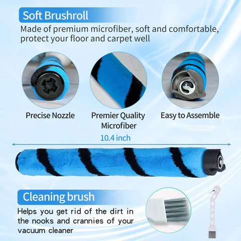 Soft Brushroll Replacement For Shark Vertex DuoClean PowerFin Upright Vacuums showing features and cleaning tool, 10.4 inch, black