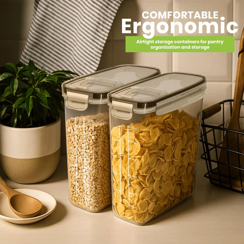 4 Pack Cereal Storage Containers, 4L Airtight Food Jars With Lids, BPA-Free Clear Canisters For Pantry Organization