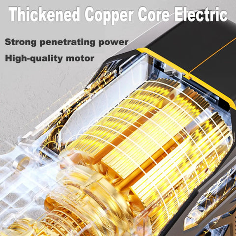 Cutaway view of Thickened Copper Core Electric motor with gold winding, showcasing strong penetrating power and high-quality design.