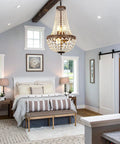 Six Light French Empire Crystal Chandelier With Antique Bronze Finish For Farmhouse Ceiling Pendant Lighting