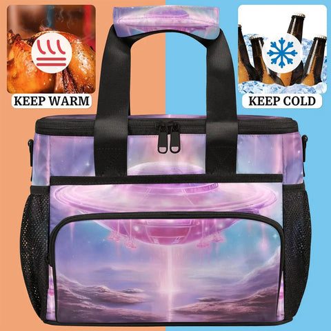 Insulated Picnic Backpack Lunch Bag That Slaps with space design, 12x8.7x10 inch, showing warm and cold features.