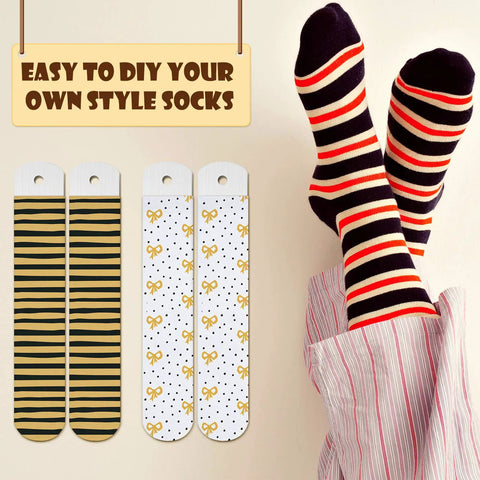 DIY Sublimation Blank Socks Kit With 2 Metal Straight Sock Jigs And 2 Pairs Of Blank Socks For At Home Heat Press Dye Sublimation